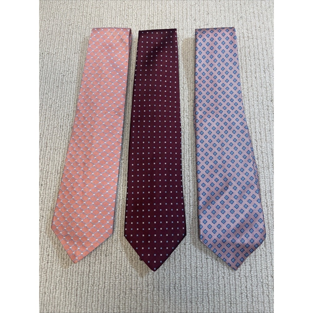 BROOKS BROTHERS 346 Bundle Of 3 Pure Silk Stain Resistant Neck Ties Made In USA